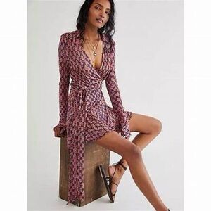 Free People Rhetta Patterned Wrap dress size Small